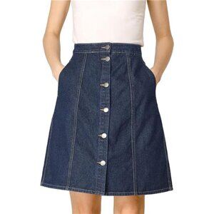 Women's Denim Skirts A-Line Short Deep blue